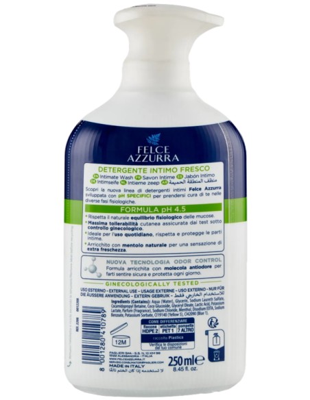felce azzurra detergente intimo - 250ml - fresco ph 4.5 freschezza naturale: tuttocasashop.it: igiene e cura della persona