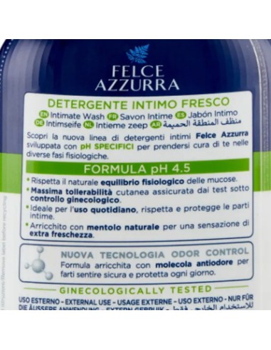 felce azzurra detergente intimo - 250ml - fresco ph 4.5 freschezza naturale: tuttocasashop.it: igiene e cura della persona