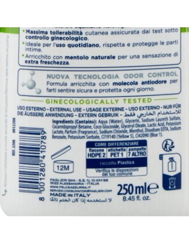felce azzurra detergente intimo - 250ml - fresco ph 4.5 freschezza naturale: tuttocasashop.it: igiene e cura della persona