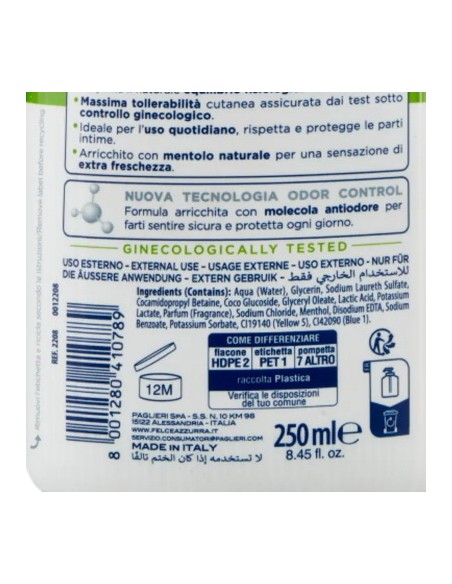 felce azzurra detergente intimo - 250ml - fresco ph 4.5 freschezza naturale: tuttocasashop.it: igiene e cura della persona