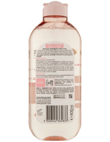 garnier skin active acqua micellare - 400ml - illuminante- acqua di rose: tuttocasashop.it: igiene e cura della persona