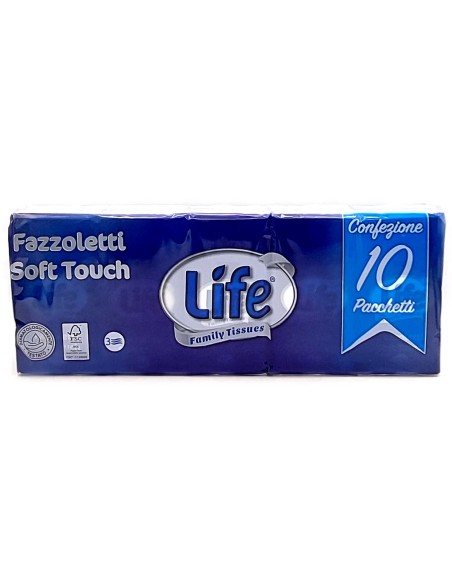 life fazzoletti da naso di carta - 3 veli - 10 pacchetti da 9 pezzi: tuttocasashop.it: carta & monouso