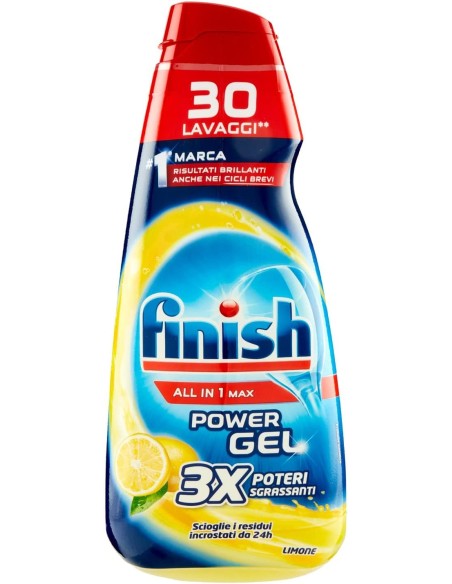 finish power gel detersivo lavastoviglie - 600ml 30 lavaggi - limone: tuttocasashop.it: pulizia e cura della casa