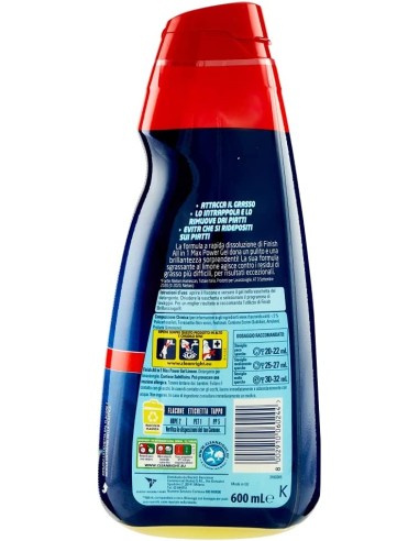 finish power gel detersivo lavastoviglie - 600ml 30 lavaggi - limone: tuttocasashop.it: pulizia e cura della casa