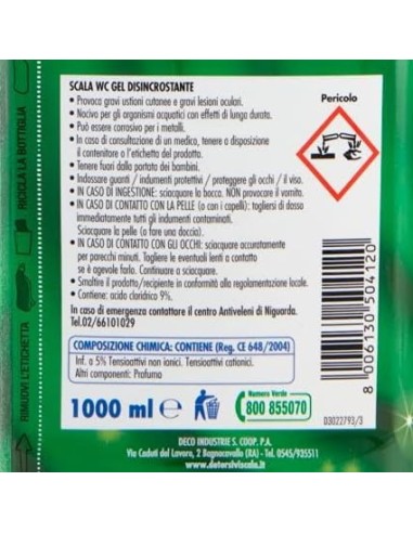 scala wc gel disincrostante - 1 litro - igienizzante - anticalcare: tuttocasashop.it: pulizia e cura della casa
