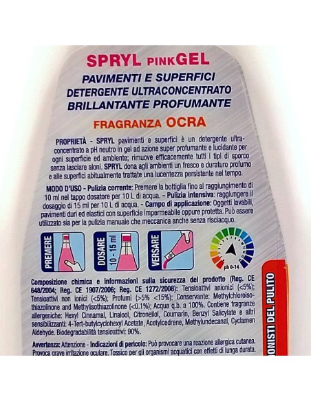 spryl gel detergente pavimenti profumante ultra concentrato 750ml - ocra: tuttocasashop.it: pulizia e cura della casa