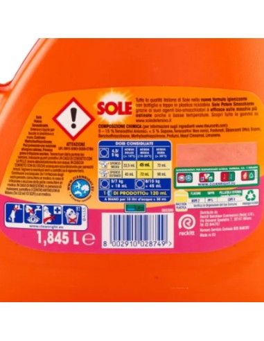 sole detersivo lavatrice liquido - 41 lavaggi 1845ml - potere smacchiante: tuttocasashop.it: prodotti per bucato e tessuti