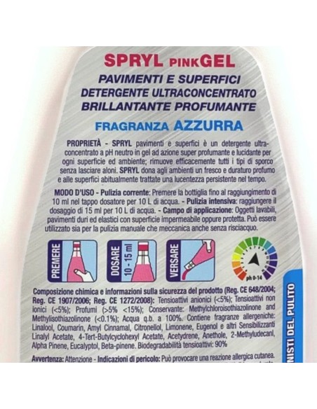 spryl gel detergente pavimenti profumante ultra concentrato 750ml - azzurra: tuttocasashop.it: pulizia e cura della casa