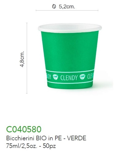 clendy bicchieri caffe' monouso in carta da 75ml - 50 pezzi - verde: tuttocasashop.it: carta & monouso