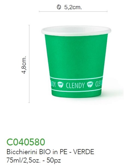 clendy bicchieri caffe' monouso in carta da 75ml - 50 pezzi - verde: tuttocasashop.it: carta & monouso