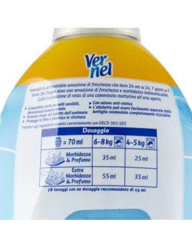 vernel ammorbidente concentrato - 78 lavaggi - 1950ml - blu oxygen: tuttocasashop.it: prodotti per bucato e tessuti