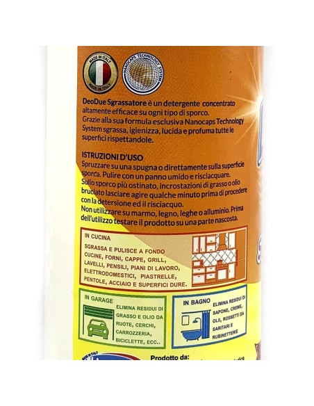 deo due sgrassatore 750ml - sgrassa lucida igienizza profuma: tuttocasashop.it: pulizia e cura della casa