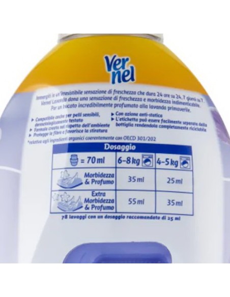 vernel ammorbidente concentrato - 78 lavaggi - 1950ml - lavanda: tuttocasashop.it: prodotti per bucato e tessuti