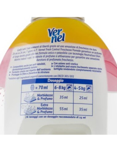 vernel ammorbidente concentrato - 78 lavaggi - 1950ml - floreale - fresh: tuttocasashop.it: prodotti per bucato e tessuti