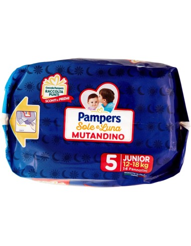 pampers sole e luna mutandino - 14 pannolini taglia 5 junior 12-18kg: tuttocasashop.it: igiene e cura della persona