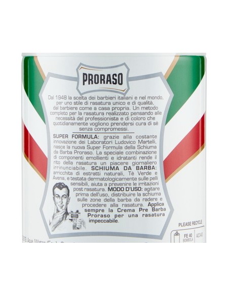 proraso schiuma da barba - 300ml - pelli sensibili - te' verde e avena: tuttocasashop.it: igiene e cura della persona