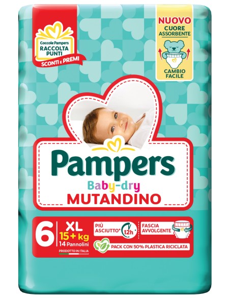 pampers baby dry mutandino - taglia 6 extra large xl 15+kg - 14 pezzi: tuttocasashop.it: igiene e cura della persona