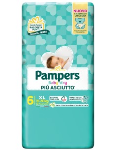 pampers pannolini baby-dry - taglia 6 extra large xl 15-30kg - 13 pezzi: tuttocasashop.it: igiene e cura della persona