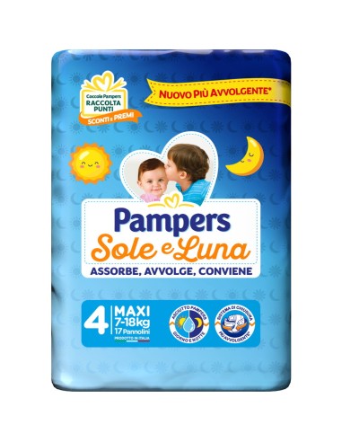 pampers sole e luna pannolini - taglia 4 maxi 7-18kg - 18 pezzi: tuttocasashop.it: igiene e cura della persona