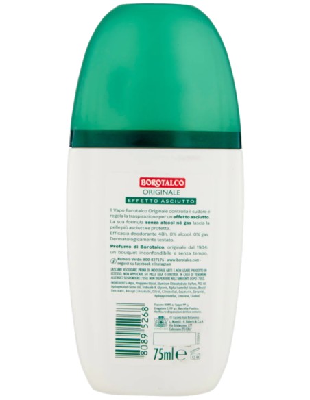 borotalco deodorante vapo no-gas 75ml - original 48h - effetto asciutto: tuttocasashop.it: igiene e cura della persona