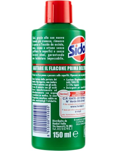 sidol lucida metalli universale - 150ml - per tutti i tipi di metallo: tuttocasashop.it: pulizia e cura della casa