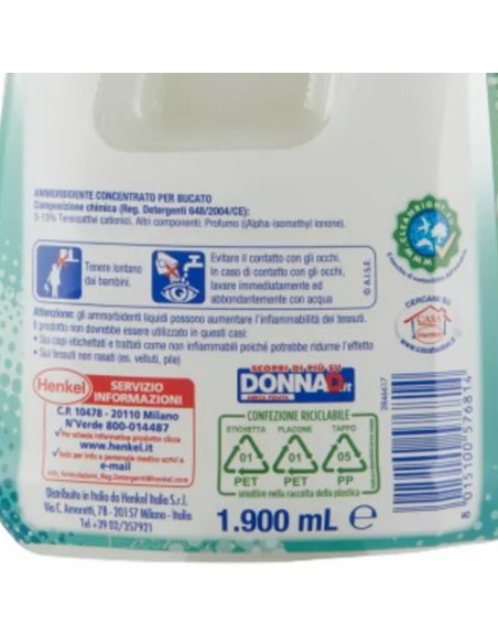 vernel ammorbidente concentrato - 78 lavaggi - 1950ml - vento di freschezza: tuttocasashop.it: prodotti per bucato e tessuti