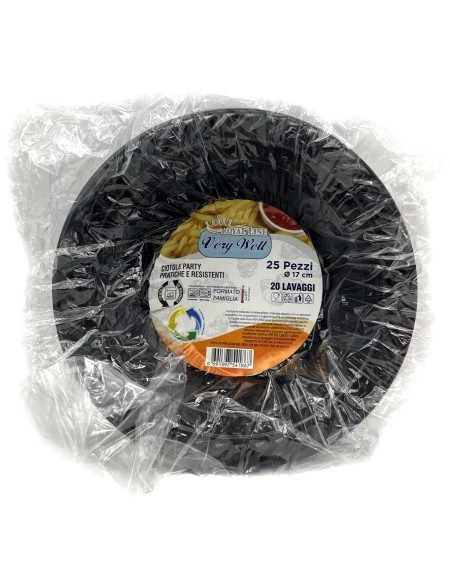 25 ciotole in plastica riutilizzabili - 500cc - diametro 17cm - nero: tuttocasashop.it: carta & monouso