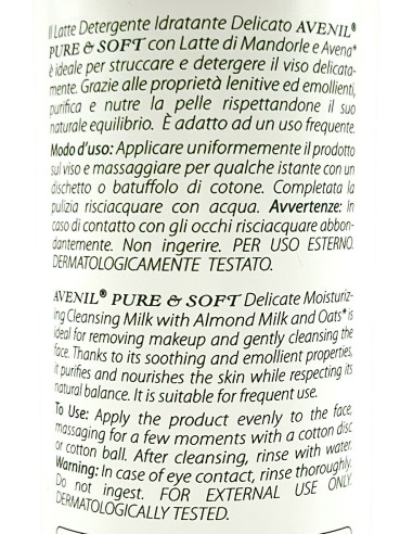 avenil latte detergente viso - 250ml - idratante - latte di mandorle: tuttocasashop.it: igiene e cura della persona