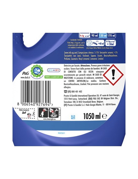 Dash Detersivo Lavatrice Liquido 21 Lavaggi 1050 ml Lavanda