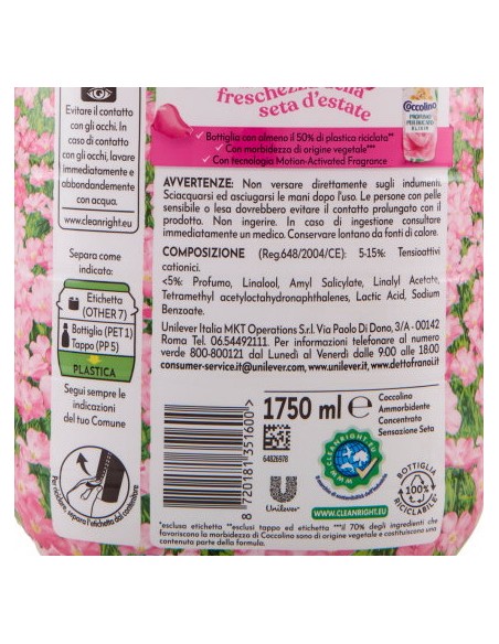 coccolino ammorbidente concentrato - xxl 76 lavaggi 1750ml - seta: tuttocasashop.it: prodotti per bucato e tessuti
