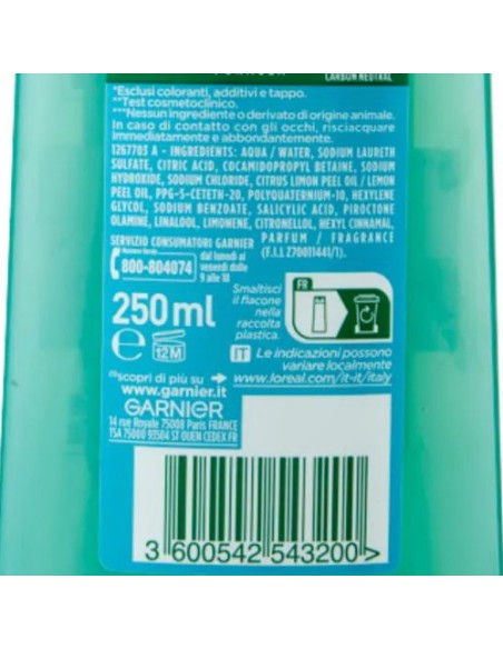 fructis shampoo - 250ml - antiforfora citrus detox - capelli grassi: tuttocasashop.it: igiene e cura della persona
