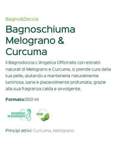 l'angelica bagnoschiuma 500ml - melograno e curcuma: tuttocasashop.it: igiene e cura della persona