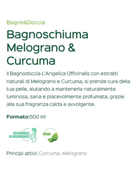 l'angelica bagnoschiuma 500ml - melograno e curcuma: tuttocasashop.it: igiene e cura della persona