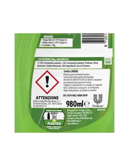 svelto detersivo per piatti e stoviglie - 980ml - limone: tuttocasashop.it: pulizia e cura della casa