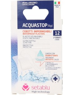 setablu 12 cerotti acquastop resistenti all'acqua - 10pz 7x2cm - 2pz 4x4cm: tuttocasashop.it: igiene e cura della persona