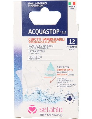 setablu 12 cerotti acquastop resistenti all'acqua - 10pz 7x2cm - 2pz 4x4cm: tuttocasashop.it: igiene e cura della persona