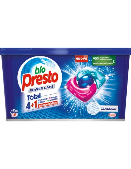 bio presto power caps detersivo lavatrice - 18 capsule - classico: tuttocasashop.it: prodotti per bucato e tessuti