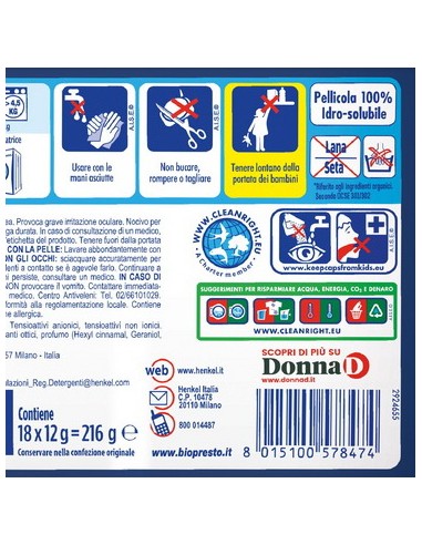 bio presto power caps detersivo lavatrice - 18 capsule - classico: tuttocasashop.it: prodotti per bucato e tessuti