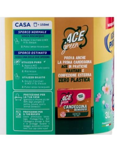 ace candeggina per bucato e casa 3000ml - profumata: tuttocasashop.it: prodotti per bucato e tessuti