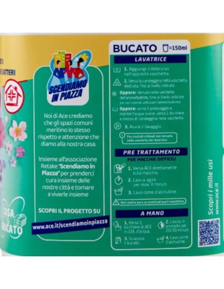 ace candeggina per bucato e casa 3000ml - profumata: tuttocasashop.it: prodotti per bucato e tessuti