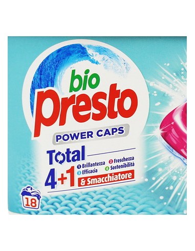 bio presto power caps detersivo lavatrice - 18 capsule - igiene e freschezza: tuttocasashop.it: prodotti per bucato e tessuti