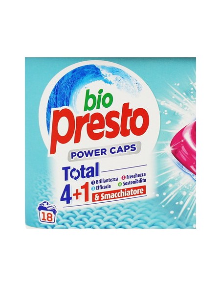 bio presto power caps detersivo lavatrice - 18 capsule - igiene e freschezza: tuttocasashop.it: prodotti per bucato e tessuti