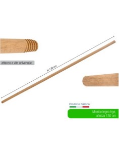 irge manico scopa legno 130cm - attacco universale a vite - legno di faggio: tuttocasashop.it: pulizia e cura della casa