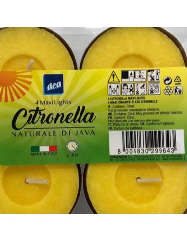 dea tealights - 4 candele maxi da 38g alla citronella allontanano le zanzare: tuttocasashop.it: pulizia e cura della casa