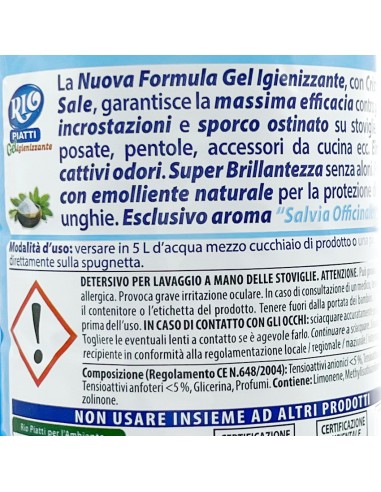 rio detersivo per piatti - 800ml - cristalli di sale & salvia: tuttocasashop.it: pulizia e cura della casa