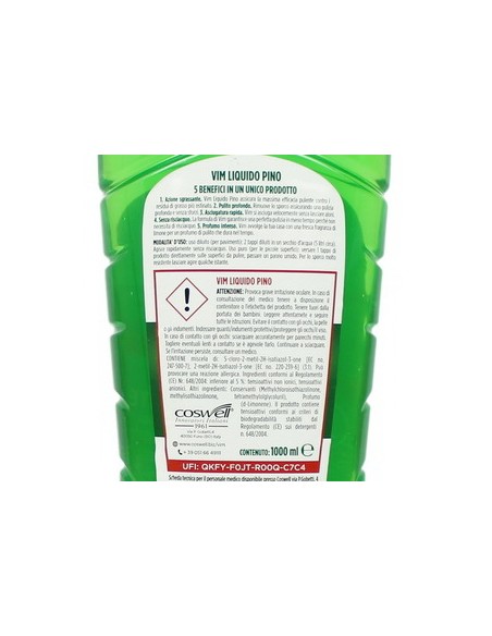 vim detergente liquido per pavimenti - 1 litro - classico - pino: tuttocasashop.it: pulizia e cura della casa