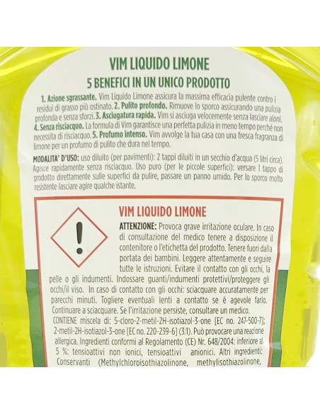 vim detergente liquido per pavimenti - 1 litro - limone: tuttocasashop.it: pulizia e cura della casa