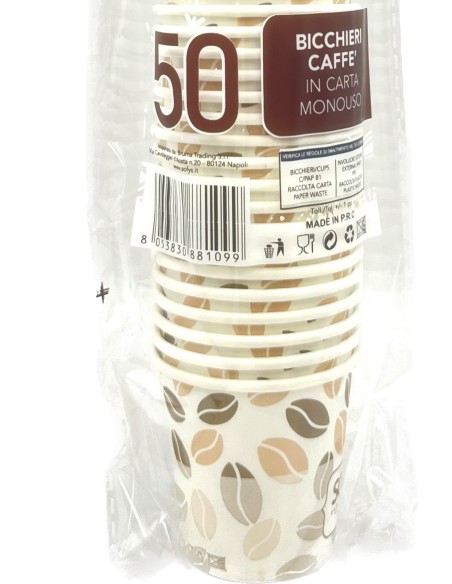 sofys bicchieri caffe' monouso in carta da 75ml - 50 pezzi - bianco: tuttocasashop.it: carta & monouso
