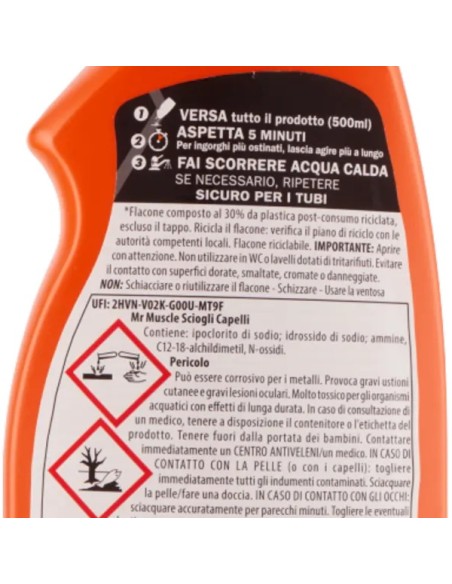 mr muscle sciogli capelli gel 500ml - libera gli scarichi da capelli e peli: tuttocasashop.it: pulizia e cura della casa
