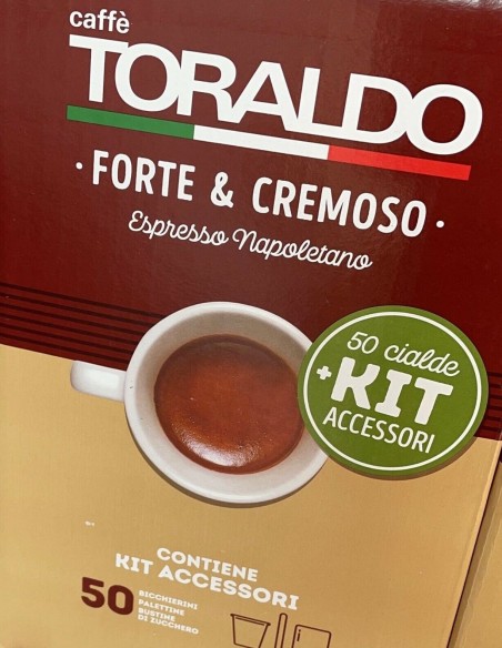 toraldo forte e cremoso caffe' kit 50 cialde + bicchieri palette e zucchero: tuttocasashop.it: altro - bazar